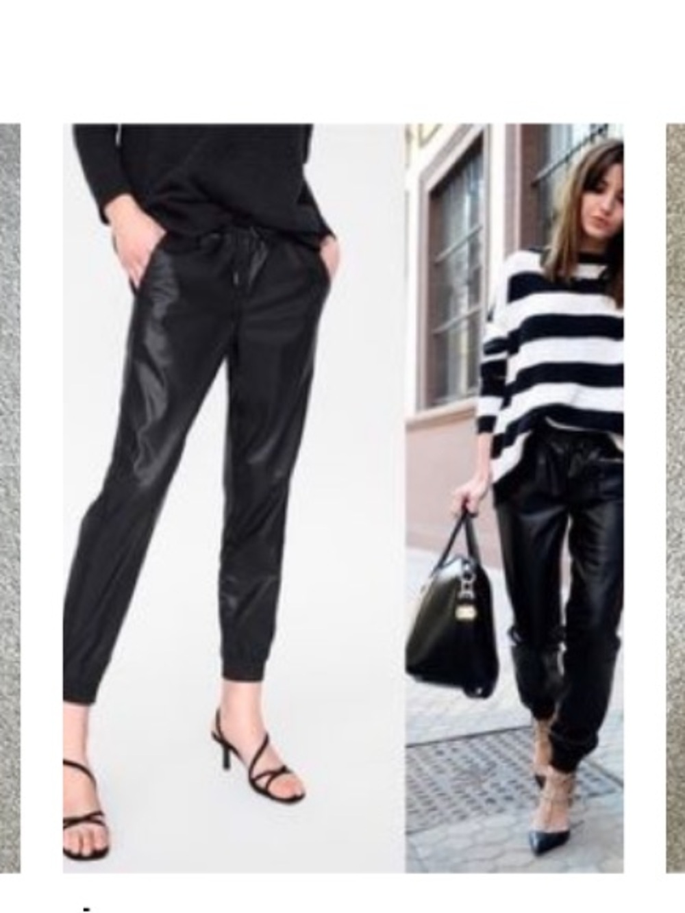 Zara Black Faux Leather Jogger Pants M
